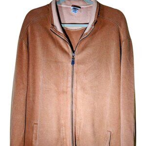 LL BEAN Men's Zip-Up Camel Knit Cardigan Sweater Sweatshirt Jacket Size XL-Reg